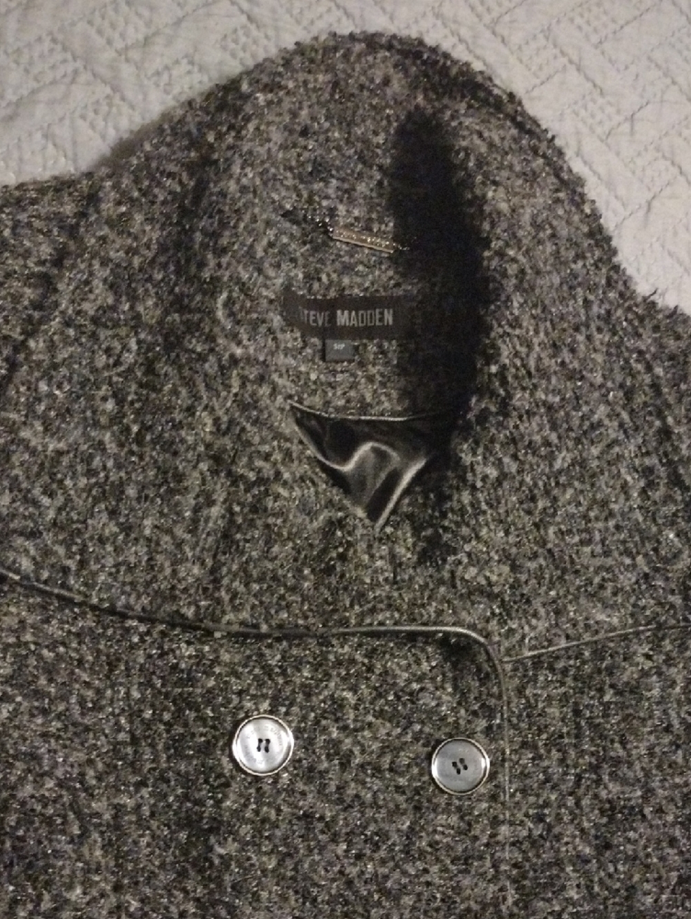 Steve Madden Gray Tweed Double-Breasted Peacoat - Picture 8 of 14